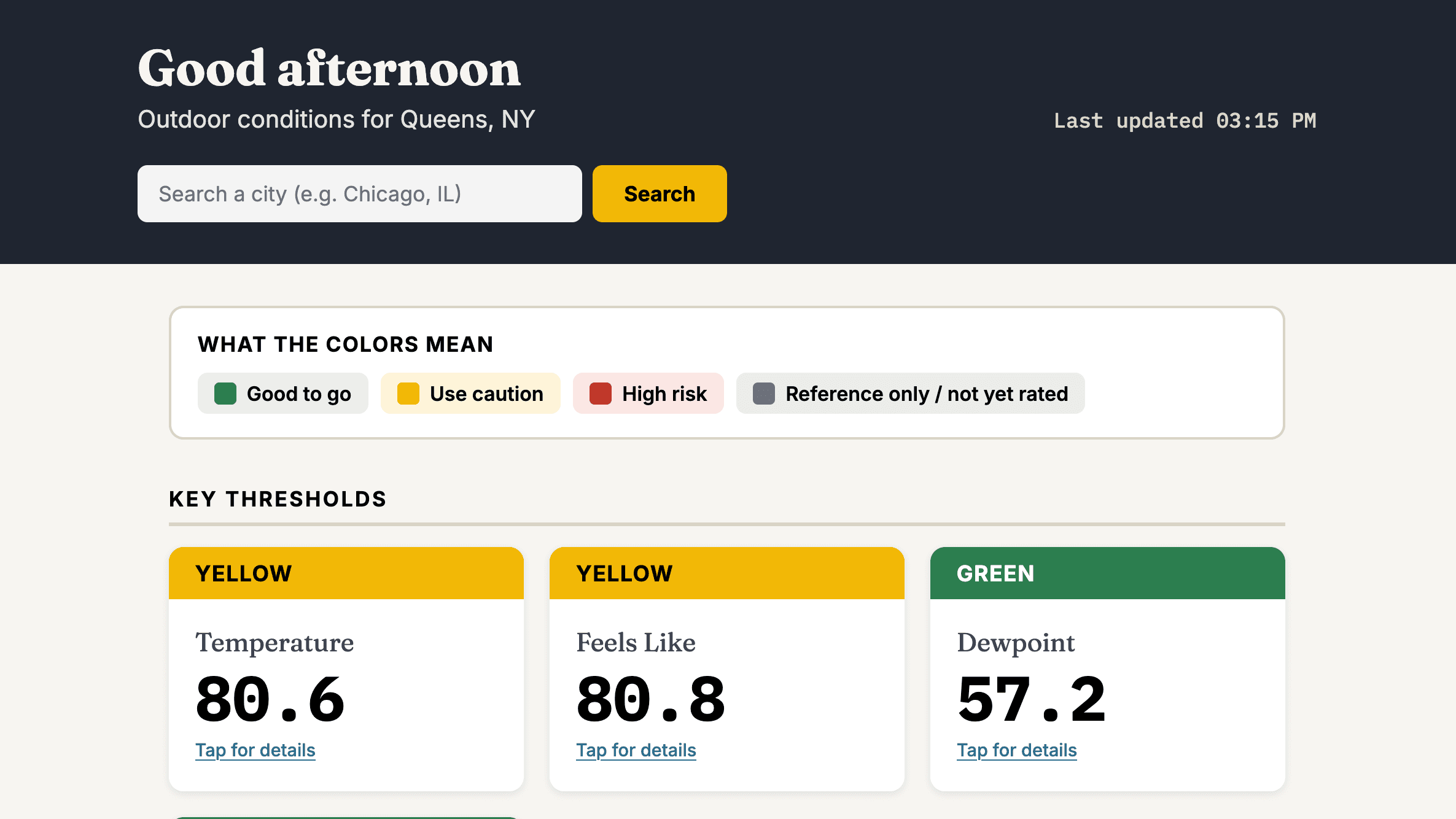 Sky Check — Personalized Outdoor Conditions Dashboard